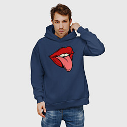Толстовка оверсайз мужская Girl lips, цвет: тёмно-синий — фото 2