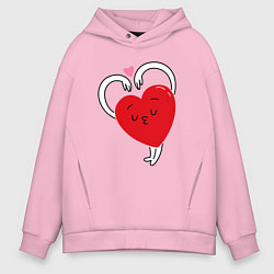 Толстовка оверсайз мужская Love hands, цвет: светло-розовый