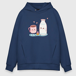 Толстовка оверсайз мужская Кофе с молоком, цвет: тёмно-синий