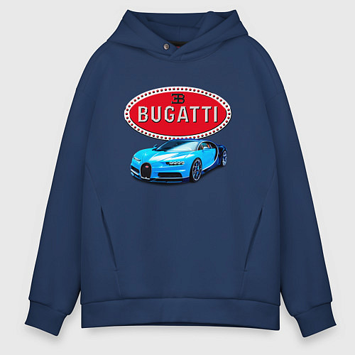 Мужское худи оверсайз Bugatti - motorsport / Тёмно-синий – фото 1