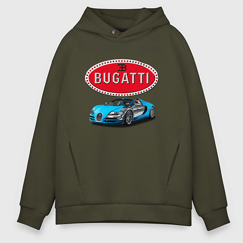 Мужское худи оверсайз Bugatti - motorsport / Хаки – фото 1
