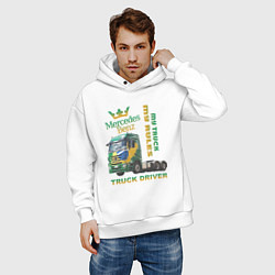Толстовка оверсайз мужская Mercedes-Benz мой грузовик мои правила, цвет: белый — фото 2