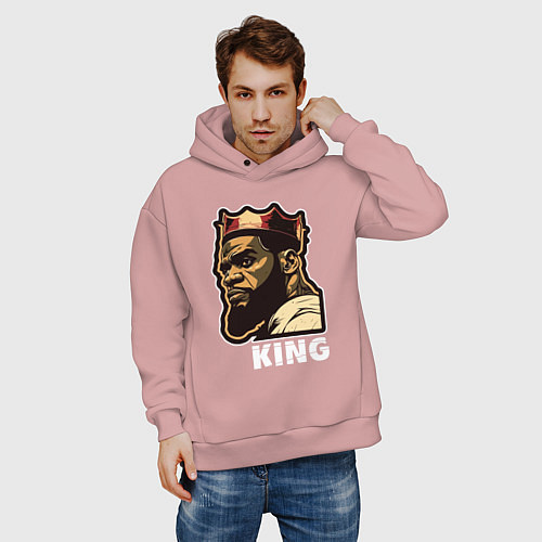 Мужское худи оверсайз Король Леброн Джеймс / Пыльно-розовый – фото 3