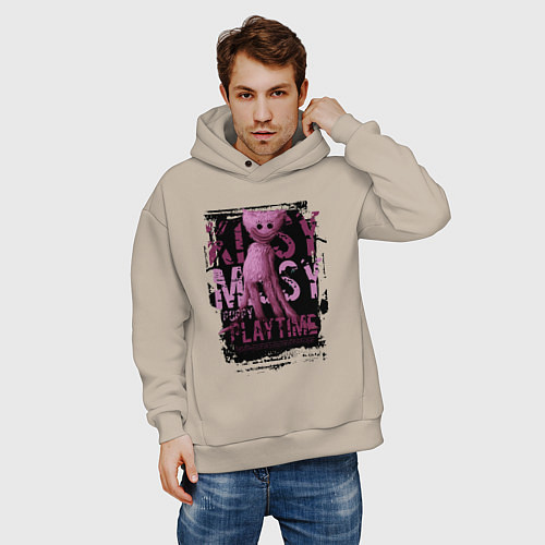 Мужское худи оверсайз Кисси Мисси из Poppy Playtime / Миндальный – фото 3