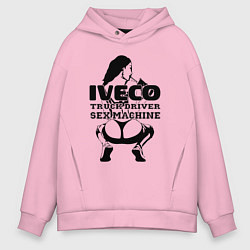 Толстовка оверсайз мужская Iveco дальнобойщик сексмашина, цвет: светло-розовый