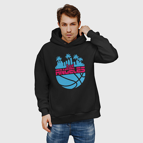 Мужское худи оверсайз Lakers city / Черный – фото 3