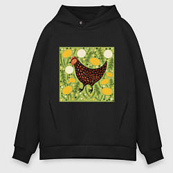 Толстовка оверсайз мужская Курочка ряба, цвет: черный