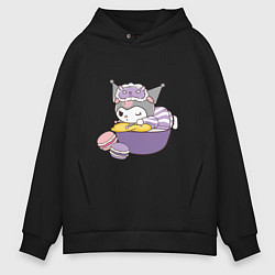 Толстовка оверсайз мужская Куроми с макарунами, цвет: черный