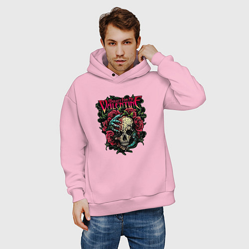 Мужское худи оверсайз Пуля для моего Валентина / Светло-розовый – фото 3