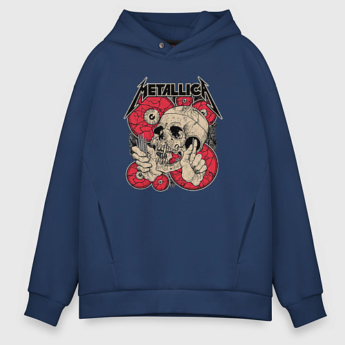 Мужское худи оверсайз Металлика дизайн / Тёмно-синий – фото 1