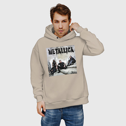 Мужское худи оверсайз Metallica - cool guys / Миндальный – фото 3