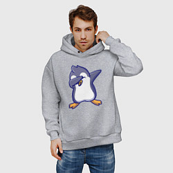 Толстовка оверсайз мужская Dab penguin, цвет: меланж — фото 2