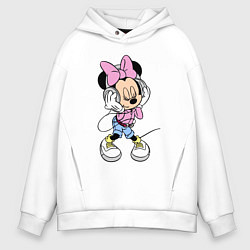 Толстовка оверсайз мужская Minnie Mouse in music, цвет: белый