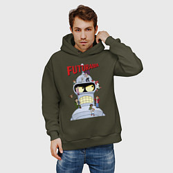 Толстовка оверсайз мужская Futurama all, цвет: хаки — фото 2