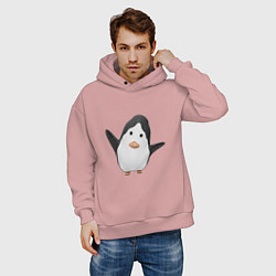 Толстовка оверсайз мужская Cartoon penguin, цвет: пыльно-розовый — фото 2