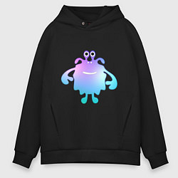 Толстовка оверсайз мужская Monster cartoon blue purple, цвет: черный