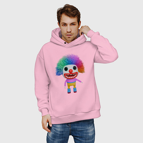 Мужское худи оверсайз Cartoon clown colorful / Светло-розовый – фото 3
