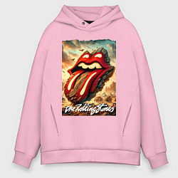 Толстовка оверсайз мужская Rolling Stones - logo transformation, цвет: светло-розовый