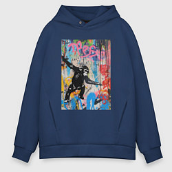 Толстовка оверсайз мужская Monkey graffiti, цвет: тёмно-синий