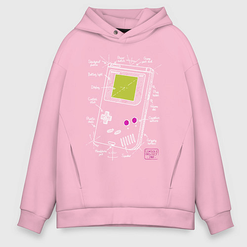 Мужское худи оверсайз Game boy console project / Светло-розовый – фото 1