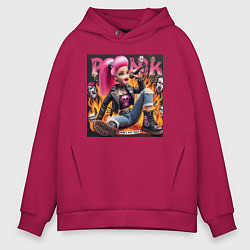 Толстовка оверсайз мужская Barbie singer - punks not dead, цвет: маджента