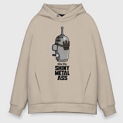 Толстовка оверсайз мужская Бендер - укуси мой металлический зад, цвет: миндальный