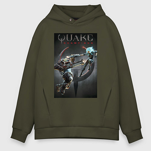 Мужское худи оверсайз Quake champions - NYX and Sorlag / Хаки – фото 1