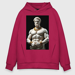 Толстовка оверсайз мужская Античный герой с цепочкой, цвет: маджента