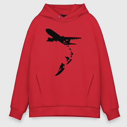 Мужское худи оверсайз Surfer plane / Красный – фото 1