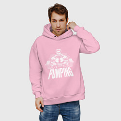 Толстовка оверсайз мужская Арнольд Шварценеггер - качалка, цвет: светло-розовый — фото 2