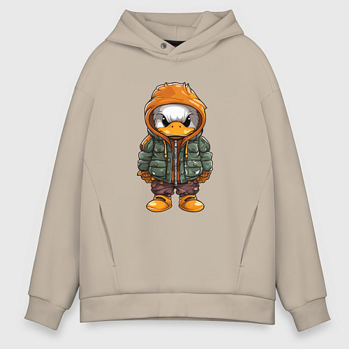 Мужское худи оверсайз Утёнок в куртке с капюшоном / Миндальный – фото 1