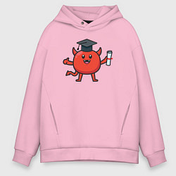 Толстовка оверсайз мужская Дьяволёнок выпускник, цвет: светло-розовый