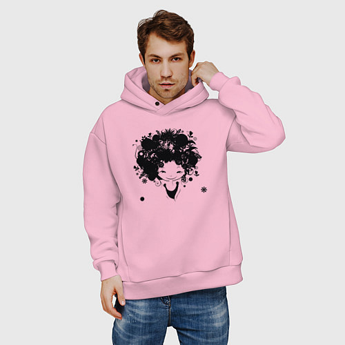 Мужское худи оверсайз Девочка весна / Светло-розовый – фото 3