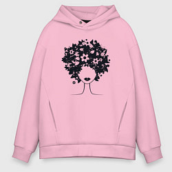Толстовка оверсайз мужская Цветочная девушка, цвет: светло-розовый