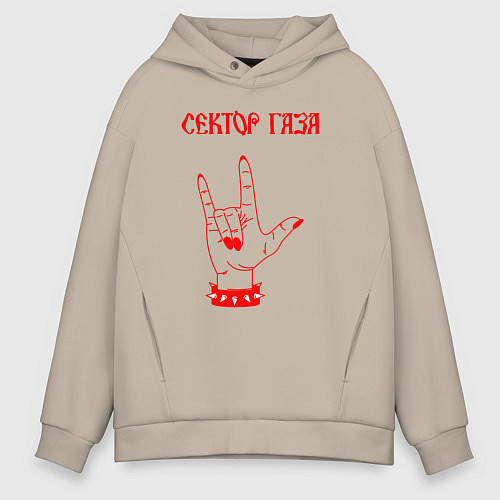 Мужское худи оверсайз Сектор газа коза / Миндальный – фото 1