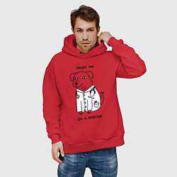Толстовка оверсайз мужская Поверь мне, я доктор, цвет: красный — фото 2