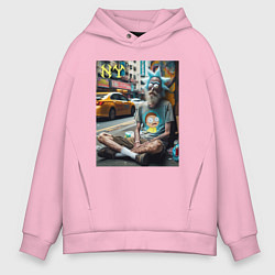 Толстовка оверсайз мужская Rick Sanchez is a hippie from New York, цвет: светло-розовый