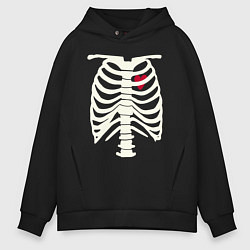 Толстовка оверсайз мужская Сердце в скелете, цвет: черный