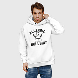 Толстовка оверсайз мужская Аллергия на ерунду, цвет: белый — фото 2