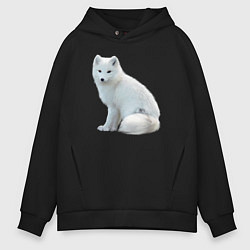 Толстовка оверсайз мужская Белая северная лиса, цвет: черный