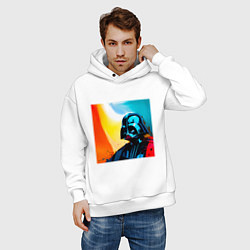 Толстовка оверсайз мужская Вейдер акварель, цвет: белый — фото 2