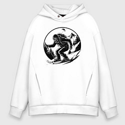 Толстовка оверсайз мужская Зомби лыжник, цвет: белый