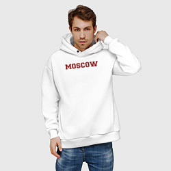 Толстовка оверсайз мужская Moscow Text, цвет: белый — фото 2