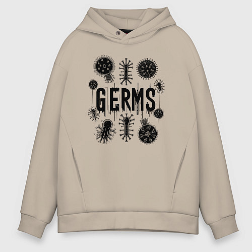 Мужское худи оверсайз Микробы вирусы и бактерии / Миндальный – фото 1