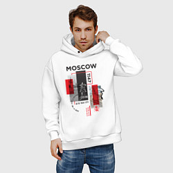 Толстовка оверсайз мужская Москва коллаж, цвет: белый — фото 2