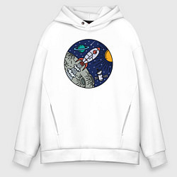 Толстовка оверсайз мужская Rocket space, цвет: белый