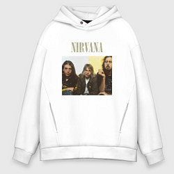 Толстовка оверсайз мужская Nirvana band foto, цвет: белый