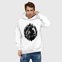 Толстовка оверсайз мужская Пожарный в огне, цвет: белый — фото 2