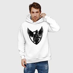 Толстовка оверсайз мужская Огненный страж с крыльями, цвет: белый — фото 2