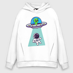 Толстовка оверсайз мужская Похищение космонавта, цвет: белый